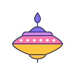 Vector illustration of cartoon spinning top toy on white background.