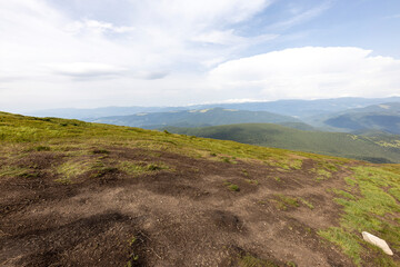 Fototapeta premium Panorama of mountains in the Ukrainian Carpathians on a summer day.