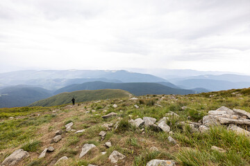 Panorama of Hoverla Peak in Ukrainian Carpathians.