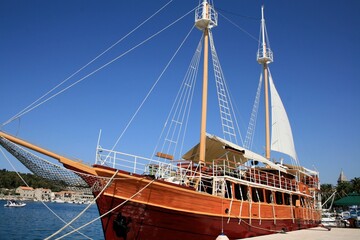 large wooden sailing boat, Makarska, Croatia