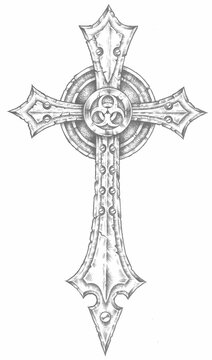 ornamental templar medieval cross design 03