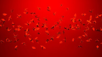 Red origami crane on red background.
3D illustration for background.