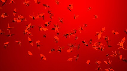 Red origami crane on red background.
3D illustration for background.