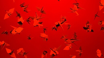 Red origami crane on red background.
3D illustration for background.