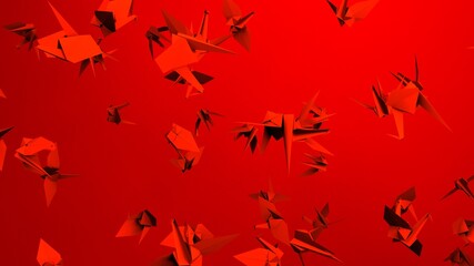 Red origami crane on red background.
3D illustration for background.