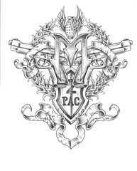 Fototapeta premium urban heraldic shield design with guns and grenade