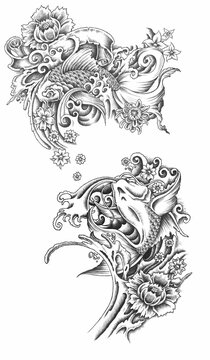 tattoo style koi fish design