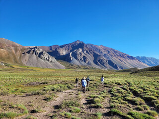 Hiking in beautiful lanscape in Los Andes, Argentina