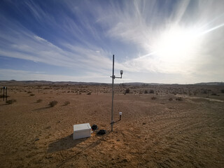 meteorological station in the desert - obrazy, fototapety, plakaty