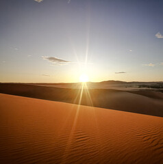 sunset in the namibian dunes