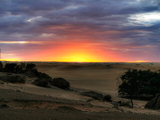 sunset in the namibian dunes