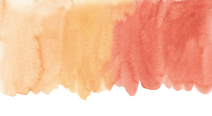 Watercolor brown and orange background banner. Beige and brown-red stains on paper, hand painted.