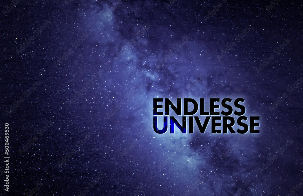 Wall mural a endless universe galaxy text title in outer space, far galaxy. elements of this image furnished by