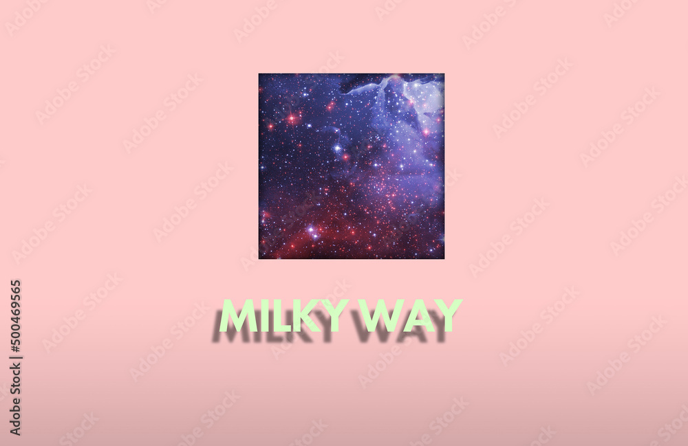 Sticker simple abstract milky way galaxy title text, stars in outer space. elements of this image furnished 