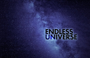 a endless universe galaxy text title in outer space, far galaxy. elements of this image furnished by nasa
