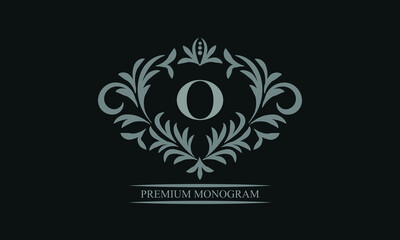 Exquisite logo design with letter O. Sign template for restaurant, royalty, boutique, cafe, hotel, heraldic, jewelry, fashion.