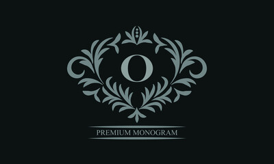 Fototapeta premium Exquisite logo design with letter O. Sign template for restaurant, royalty, boutique, cafe, hotel, heraldic, jewelry, fashion.