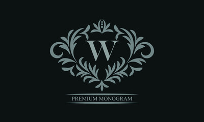 Exquisite logo design with letter W. Sign template for restaurant, royalty, boutique, cafe, hotel, heraldic, jewelry, fashion.