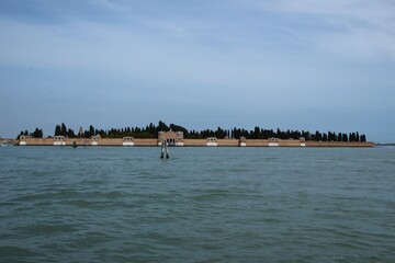 Fototapeta na wymiar Italy, Venice: View of Cemetery island of San Michele.