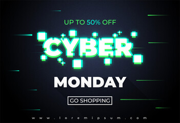 Vector illustration Sale banner cyber monday template design, Big sale special up to 50% off. Super Sale, end of season special offer banner.