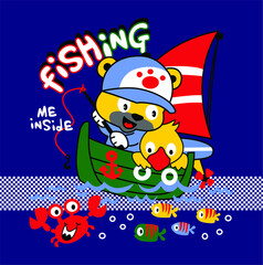 Bear fishing cartoon vector design