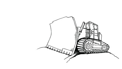 Bulldozer. Heavy Machinery. Building Machines. Construction site. Hand drawn vector illustration. © Jo_Ana