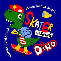 Dino skater cartoon vector design