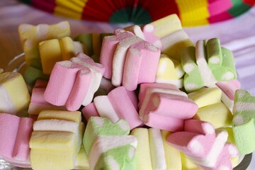 colorful marshmallow candy with butterfly shapes