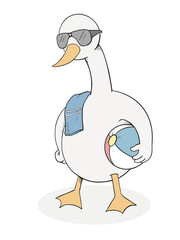 Funny goose in beach illustration