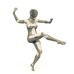 gynoid girl is doing a belly dance