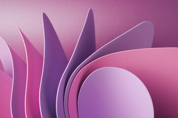 Swirly motion abstract elements with pink and periwinkle sheets. Abstract colorful background