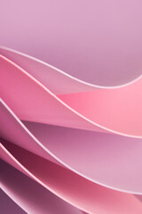 Lavender and pink curved sheets abstract wallpaper. Business pastel background.