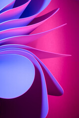 Abstract flowing elements with neon led illumination, Cyber, futuristic background.