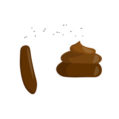 Cartoon poo, template icon. Kawaii poop isolated on white background. Shit pattern, evil turd. Vector illustration for invitation, poster, card, fabric, textile. Doodle style