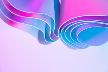 Teal and magenta abstract curves. Futuristic wavy background.
