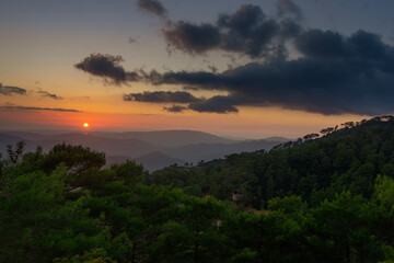 sunset over the mountains