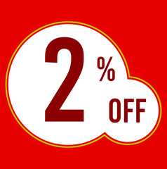 02 percent red banner with white ballons and red lettering for promotions and offers