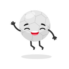 Cute happy smiling Football ball. Soccer emoji mascot