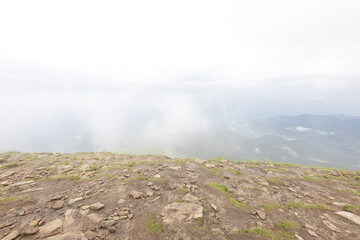 Panorama of Hoverla Peak in Ukrainian Carpathians.