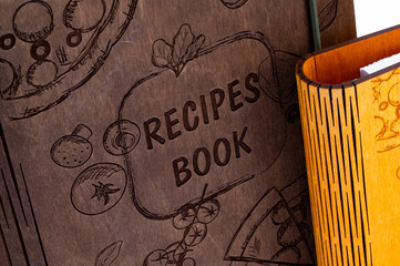 wooden bound recipe book