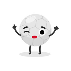 Cute happy smiling Football ball. Soccer emoji mascot