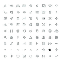 Web, application icon vector pack. In sketch style for prototyping