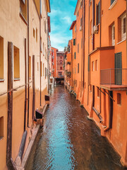 Naklejka premium Finestrella historical canals, Bologna, Italy - 08.07.2021