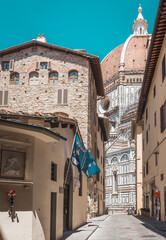 Cupola del Brunelleschi from the street, Florence, Italy - 09.07.2021