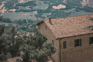 Obraz premium Rooftops and scenic landscape views from San Marino, San Marino - 12.07.2021
