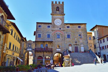cityscape of the historic village of Cortona of Etruscan origins in the province of Arezzo in...