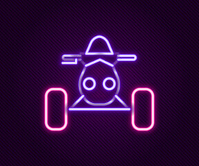 Glowing neon line All Terrain Vehicle or ATV motorcycle icon isolated on black background. Quad bike. Extreme sport. Colorful outline concept. Vector