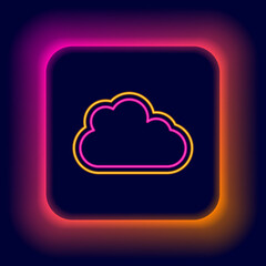 Glowing neon line Cloud icon isolated on black background. Colorful outline concept. Vector