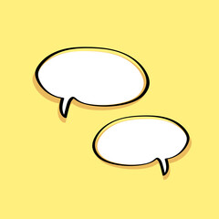 cartoon speech bubbles on yellow background Different doodle forms for your text, dialogs icon images jpeg Blank with text place.hand drawn shapes isolated hand drawn speech bubbles isolated. 