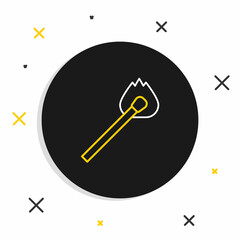 Line Burning match with fire icon isolated on white background. Match with fire. Matches sign. Colorful outline concept. Vector